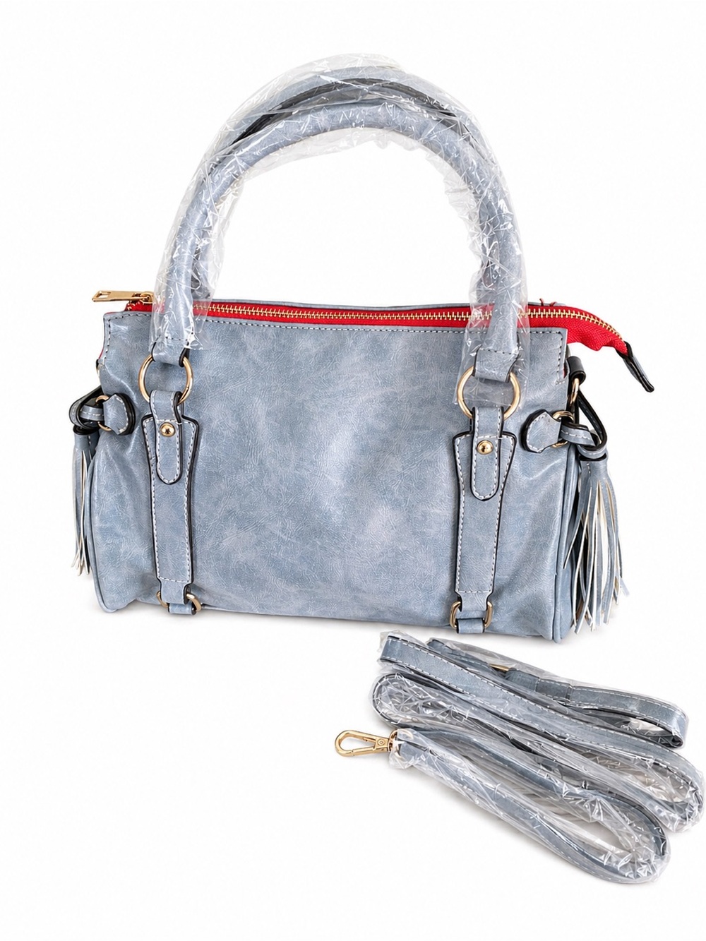 Satchel Handbag with Red Zip NWOT